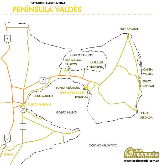 Mapa de Peniísula Valdés 
